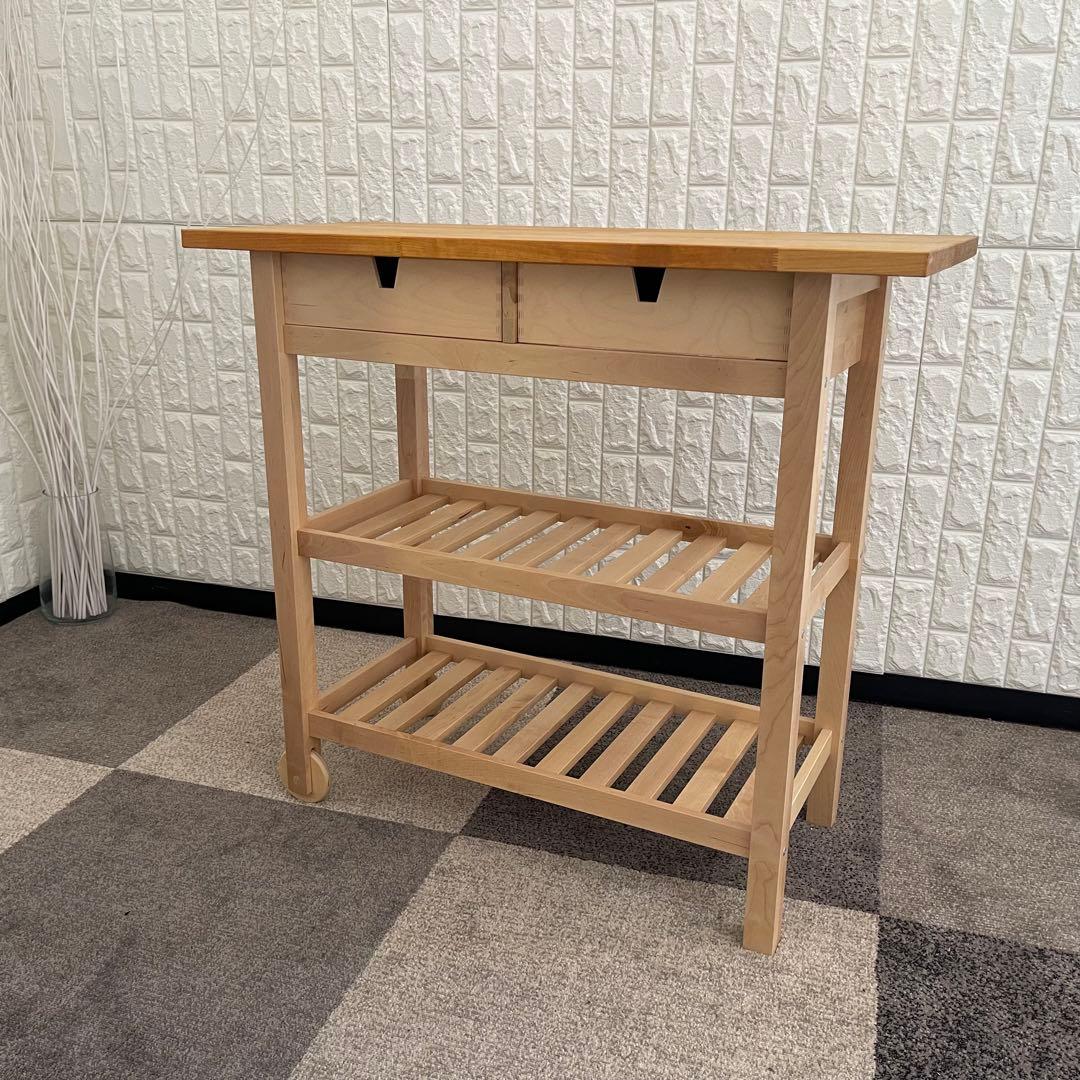 東京23区配送無料✨IKEA/イケア　キッチンワゴン　フォルホイア　無垢材