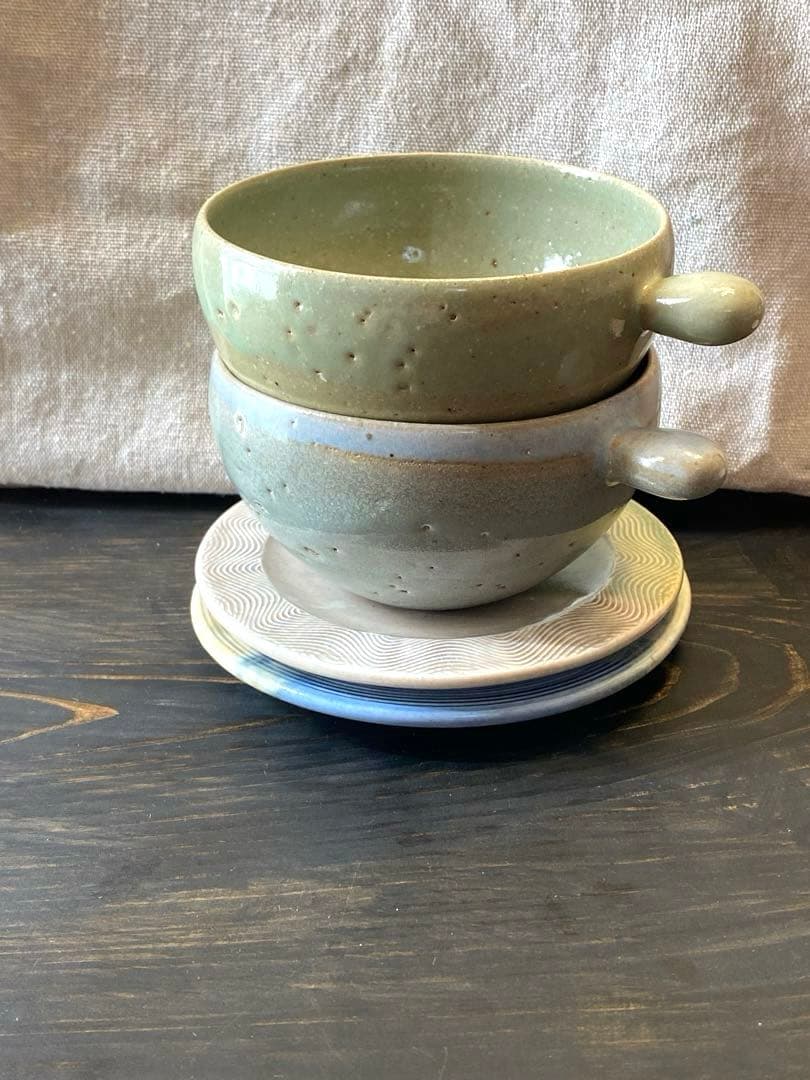 竹村良訓　スープカップ　２つ　貴重　とんすい　カフェオレボウル　一点もの　作家