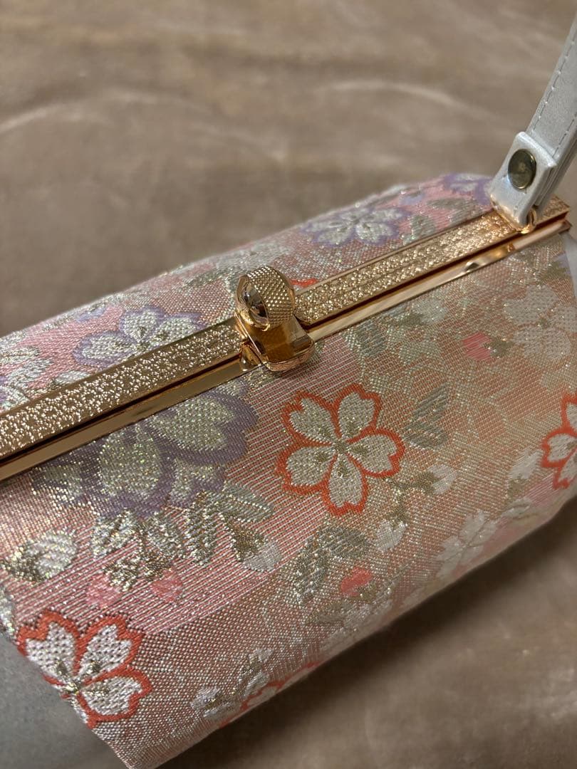 美品！振袖　和装　草履とバッグセット　花　桜　シルバー　ゴールド　成人式　卒業式