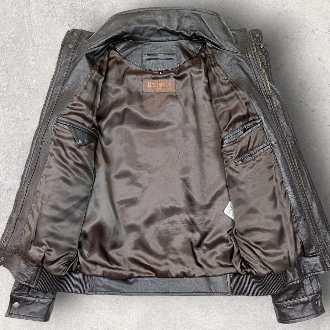 BALMAIN 羊革 シングル ライダース レザージャケット ブルゾン Lサイズ