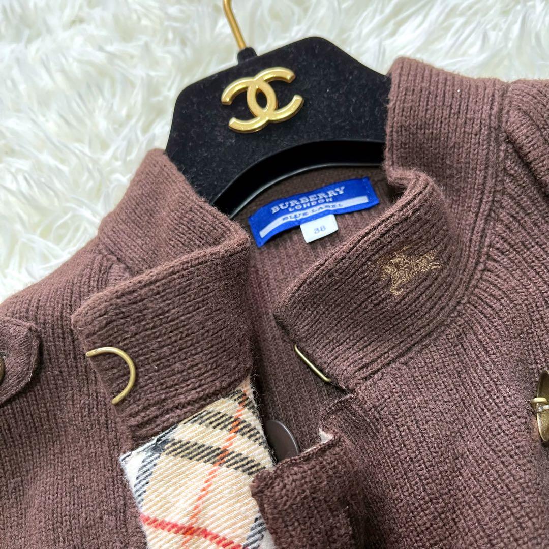 美品✨バーバリーブルーレーベル ナポレオンカーディガン ノバチェック 38 茶