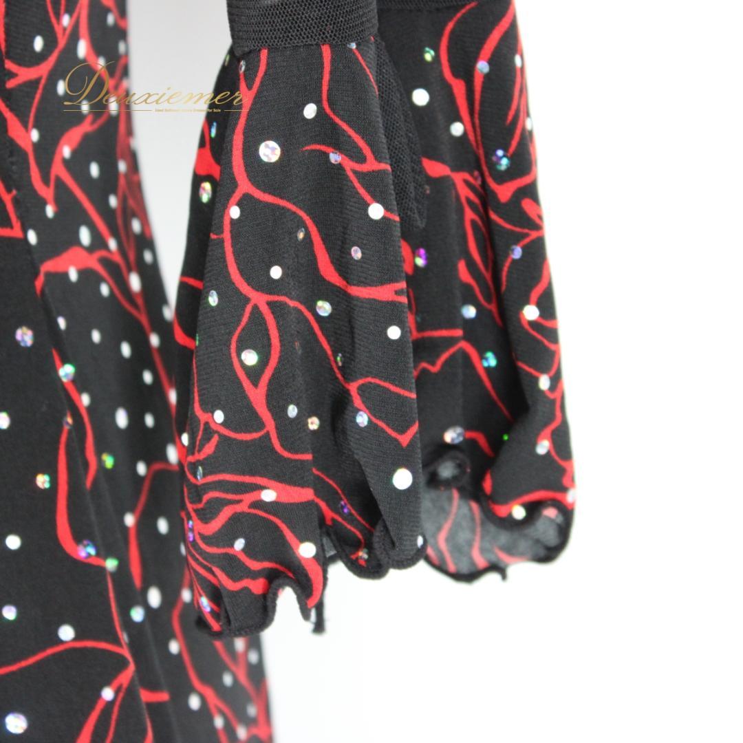 【美品 社交ダンス衣装】ワンピース ドレス JUN FASHION 赤 黒