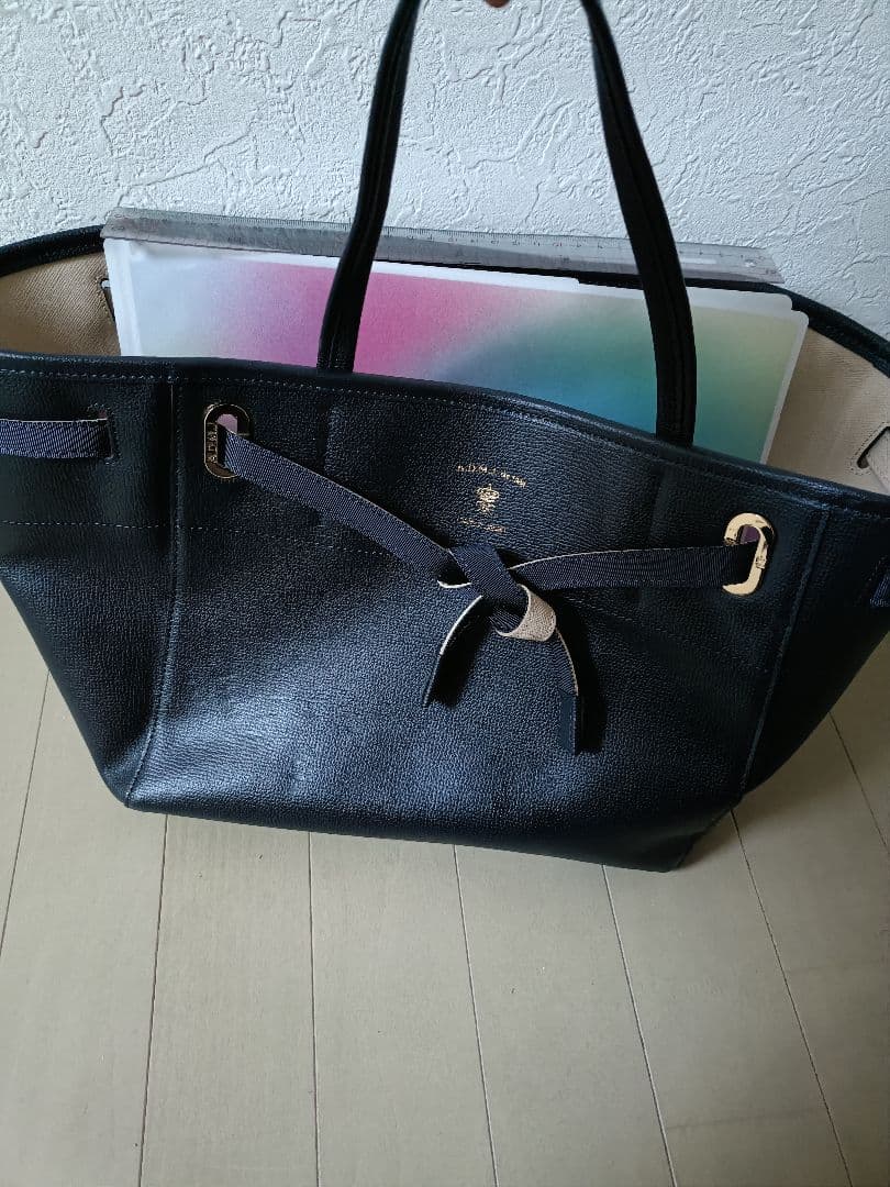ADMJ ネイビー トートバッグ 本革 レザー