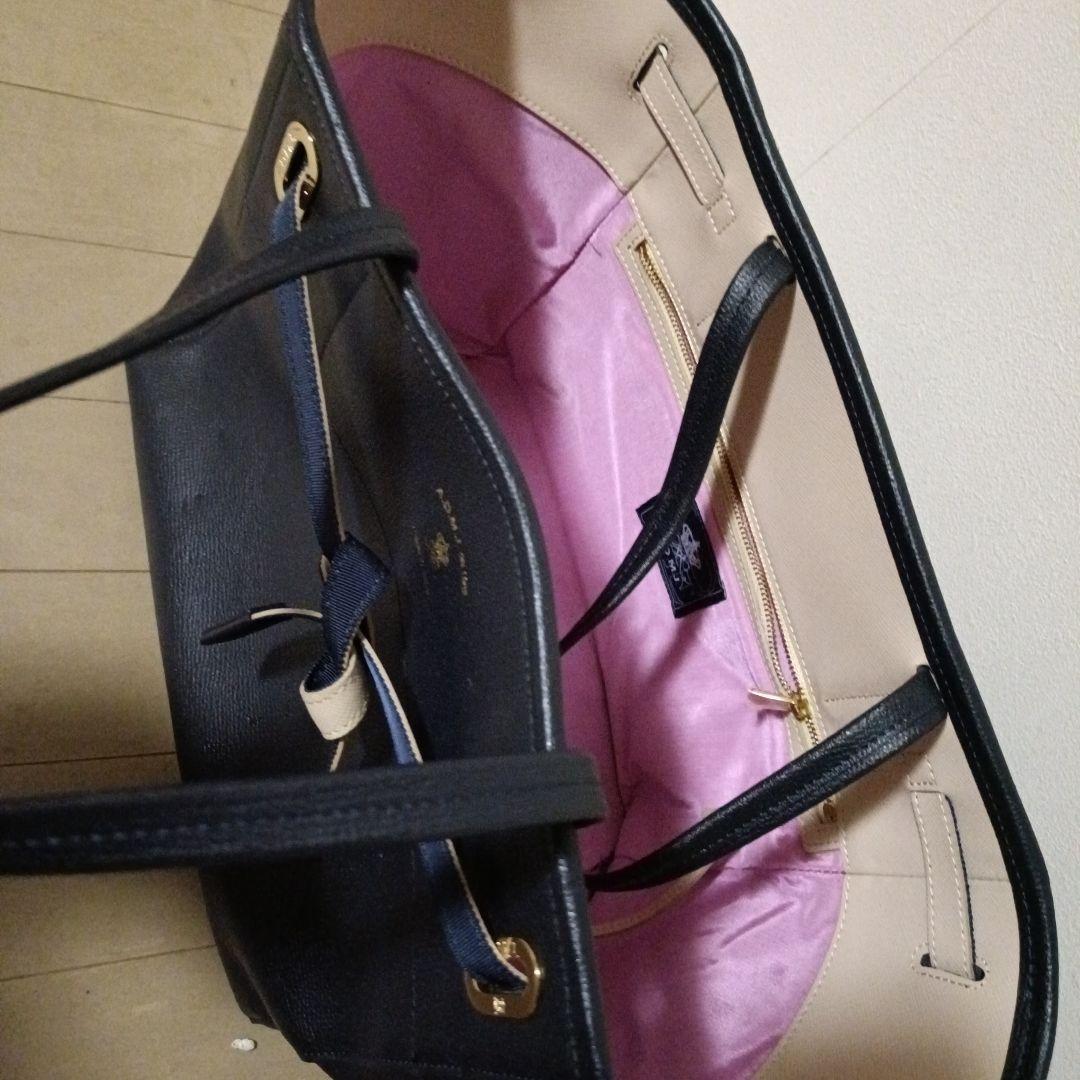 ADMJ ネイビー トートバッグ 本革 レザー