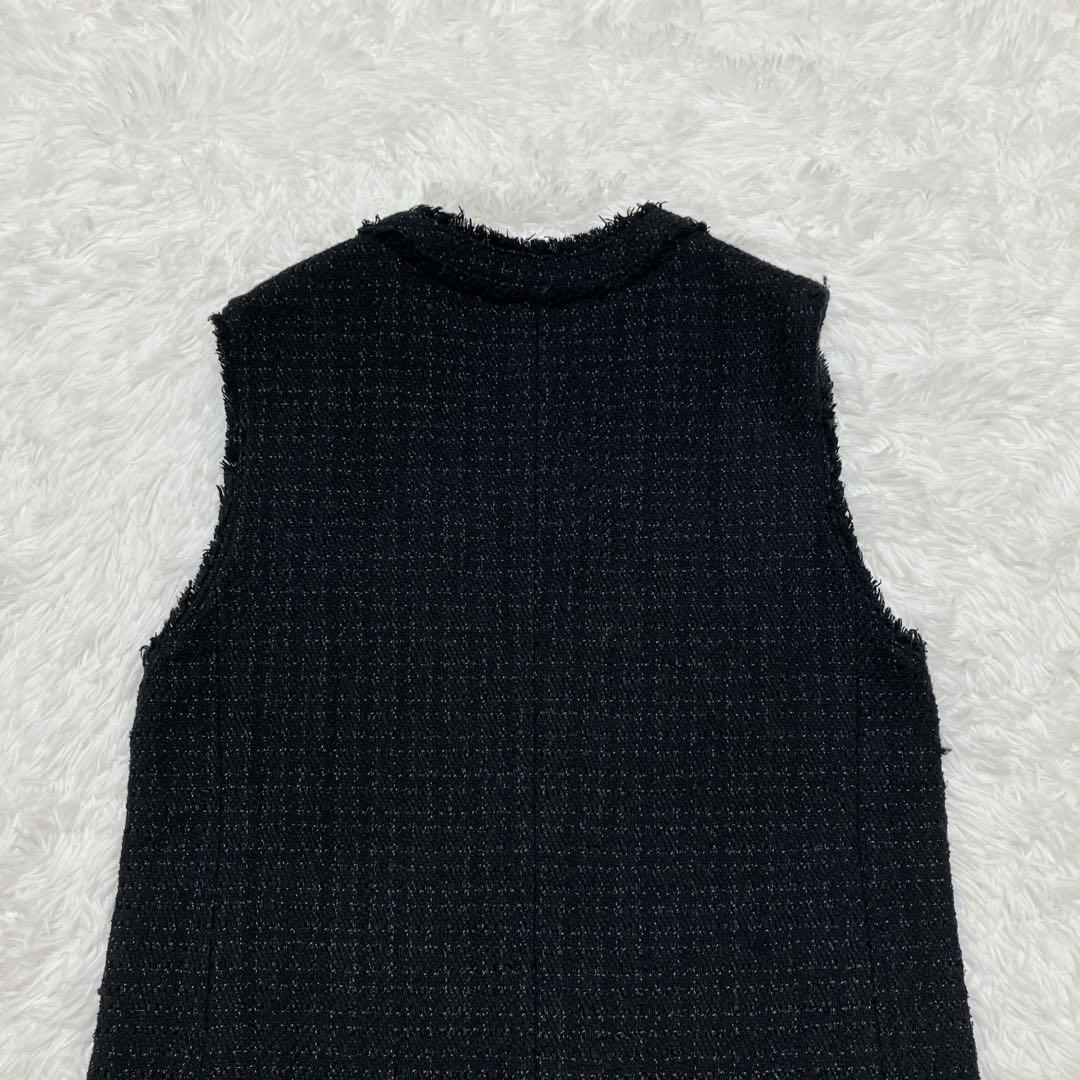美品 フレイアイディー 定価4万 GIOLICA ツイードジレ 金ボタン 黒 M
