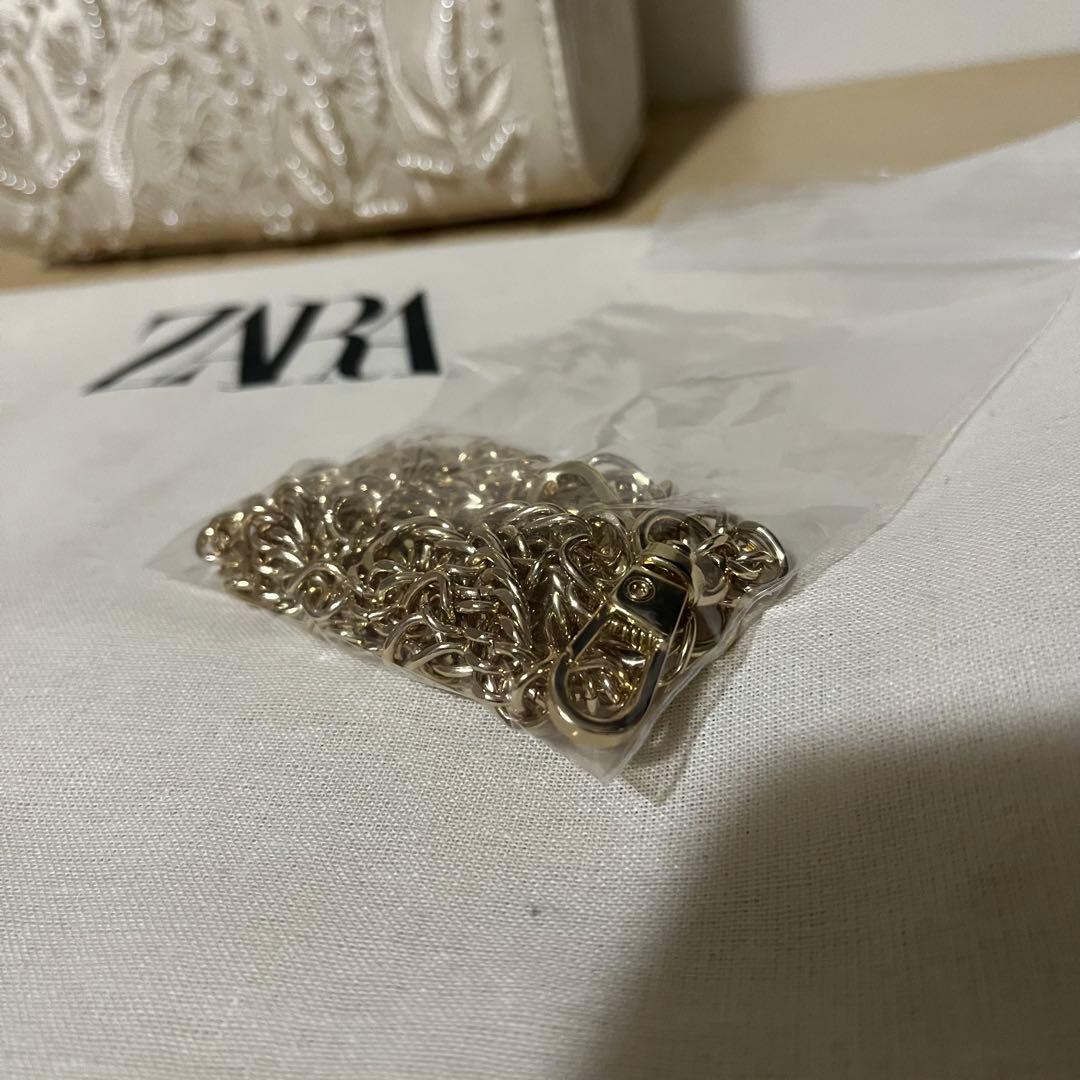【美品】ZARA サテン風フェイクパールバッグ