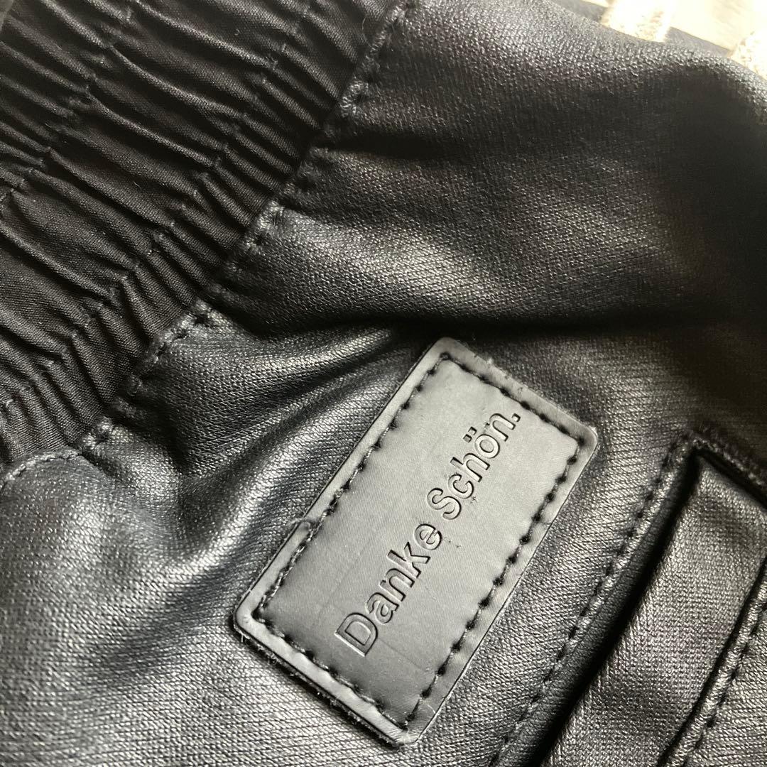 danke schon /フェイクレザー カーゴパンツ 黒 30