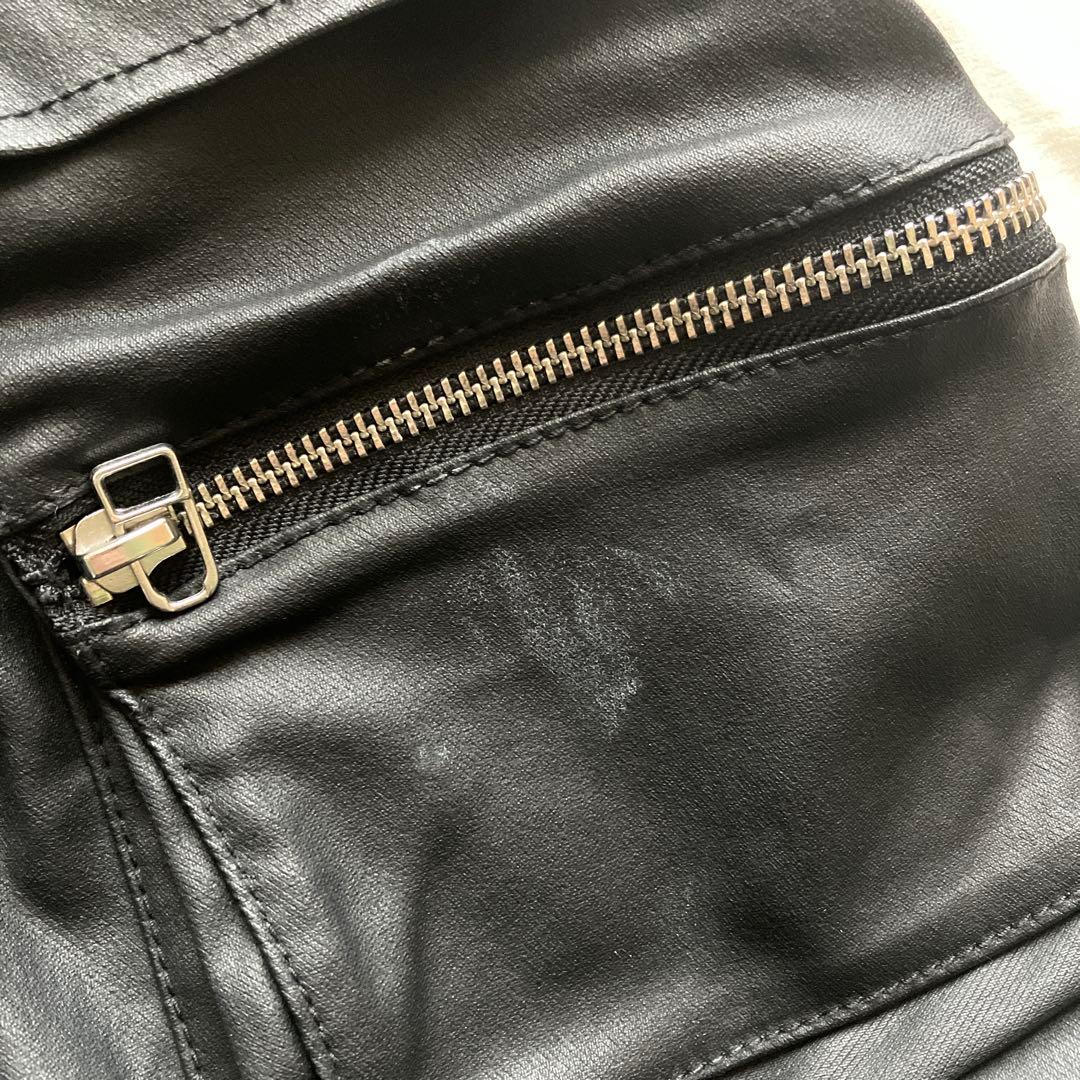 danke schon /フェイクレザー カーゴパンツ 黒 30