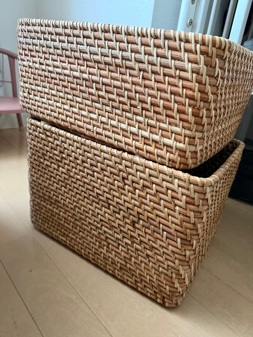 【台東区引き取り限定】無印良品　ラタン バスケット 4個セット
