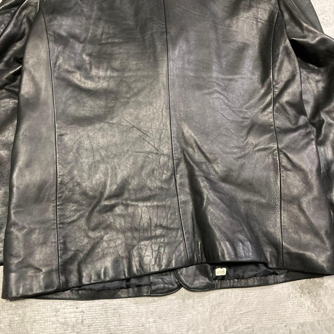90s 古着 本革 レザーテーラードジャケット 常田大希 ブラック XL