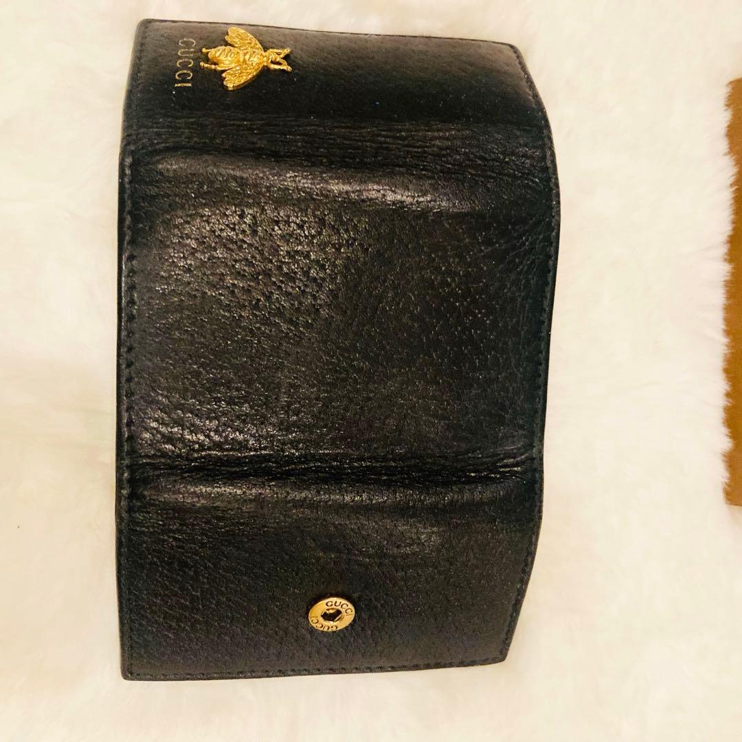 美品 希少 GUCCI グッチ 黒 レザー 6連 キーケース 蜂モチーフ BEE