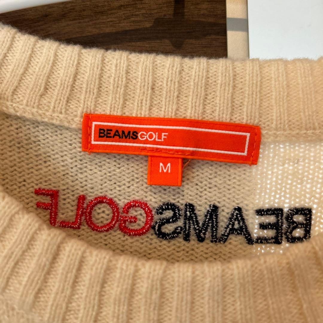 BEAMS GOLF セーター M アイボリー/ネイビー/レッド