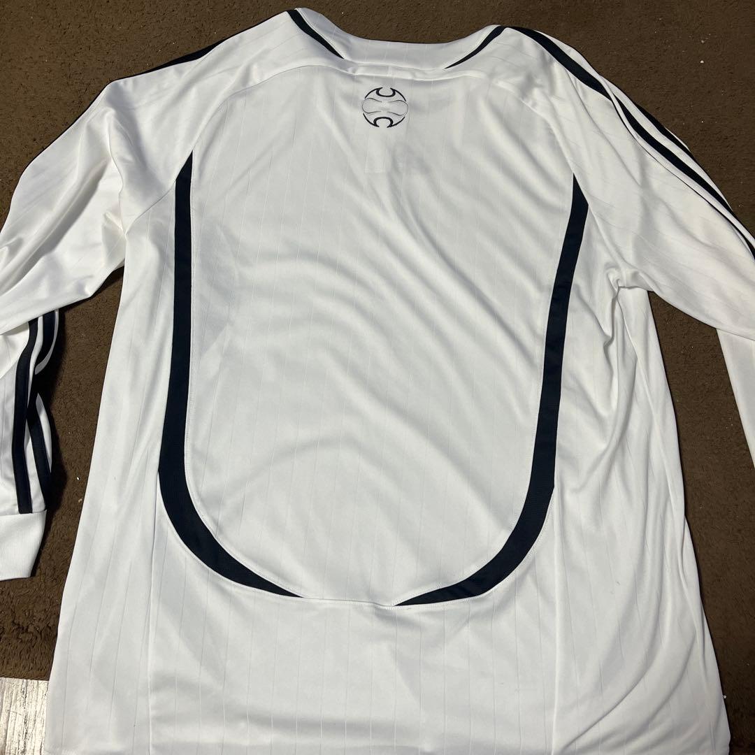 adidas 長袖シャツ M ホワイト/ネイビー