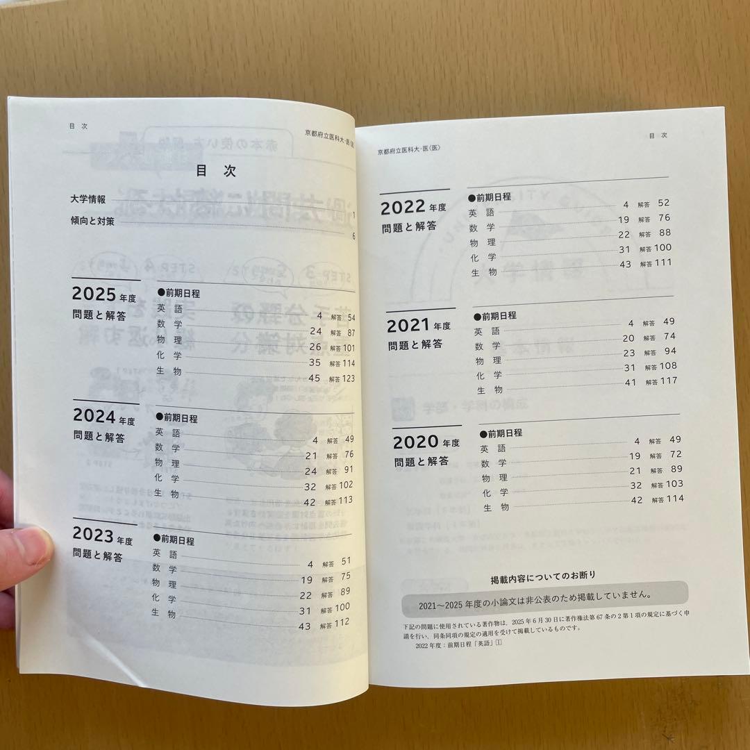 【38年分】京都府立医科大学 医学部 赤本7冊セット（1987年〜2025年度）