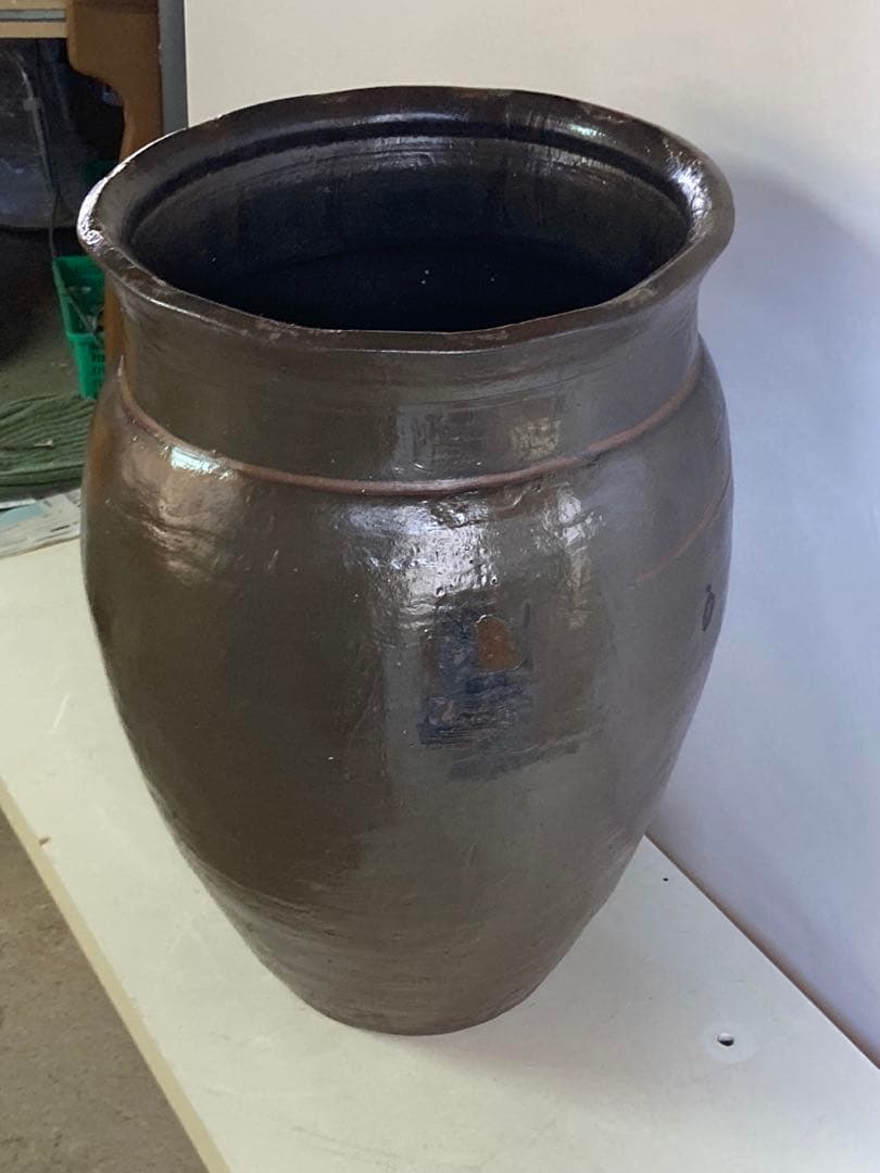大 甕（かめ） 高さ63cm 昭和レトロ 常滑焼風 陶器 睡蓮鉢 メダカ鉢