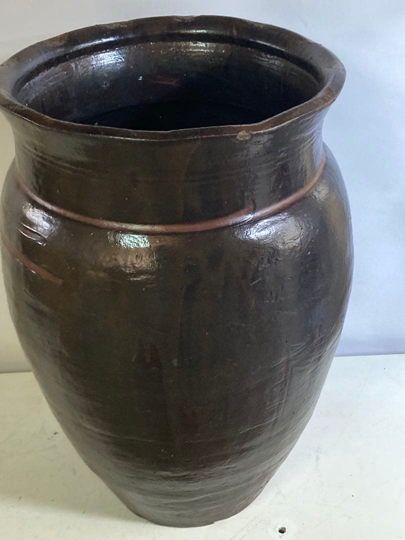 大 甕（かめ） 高さ63cm 昭和レトロ 常滑焼風 陶器 睡蓮鉢 メダカ鉢