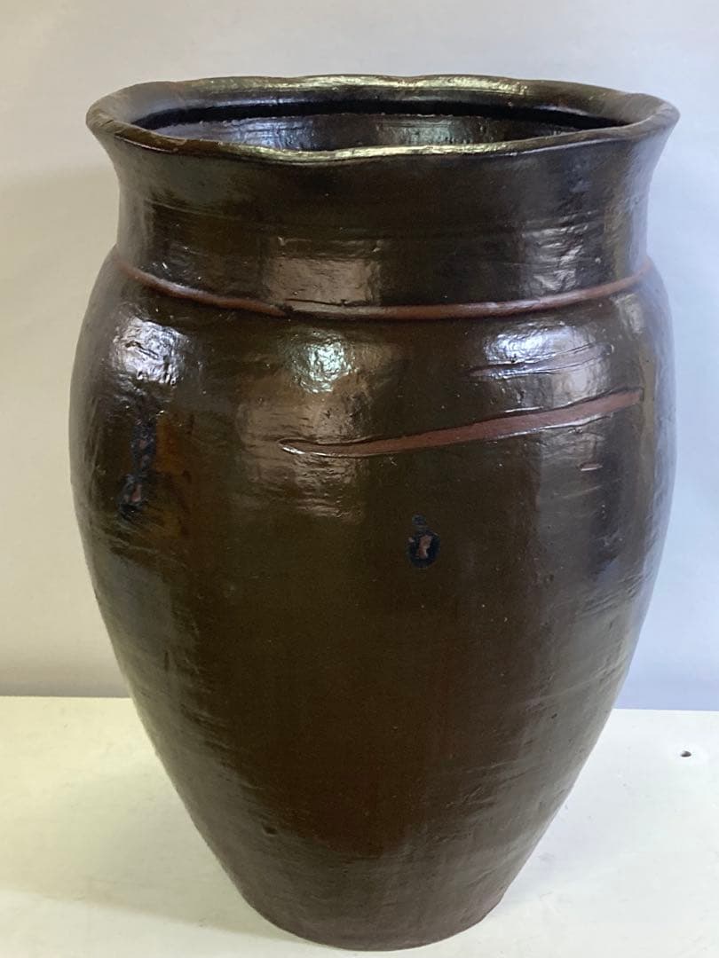 大 甕（かめ） 高さ63cm 昭和レトロ 常滑焼風 陶器 睡蓮鉢 メダカ鉢