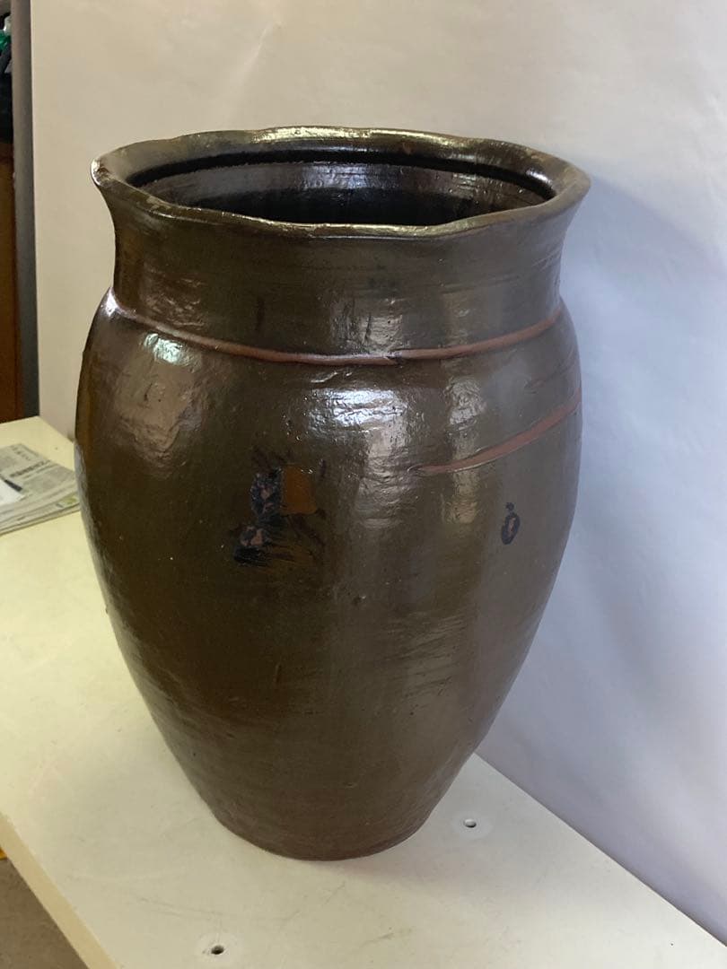 大 甕（かめ） 高さ63cm 昭和レトロ 常滑焼風 陶器 睡蓮鉢 メダカ鉢