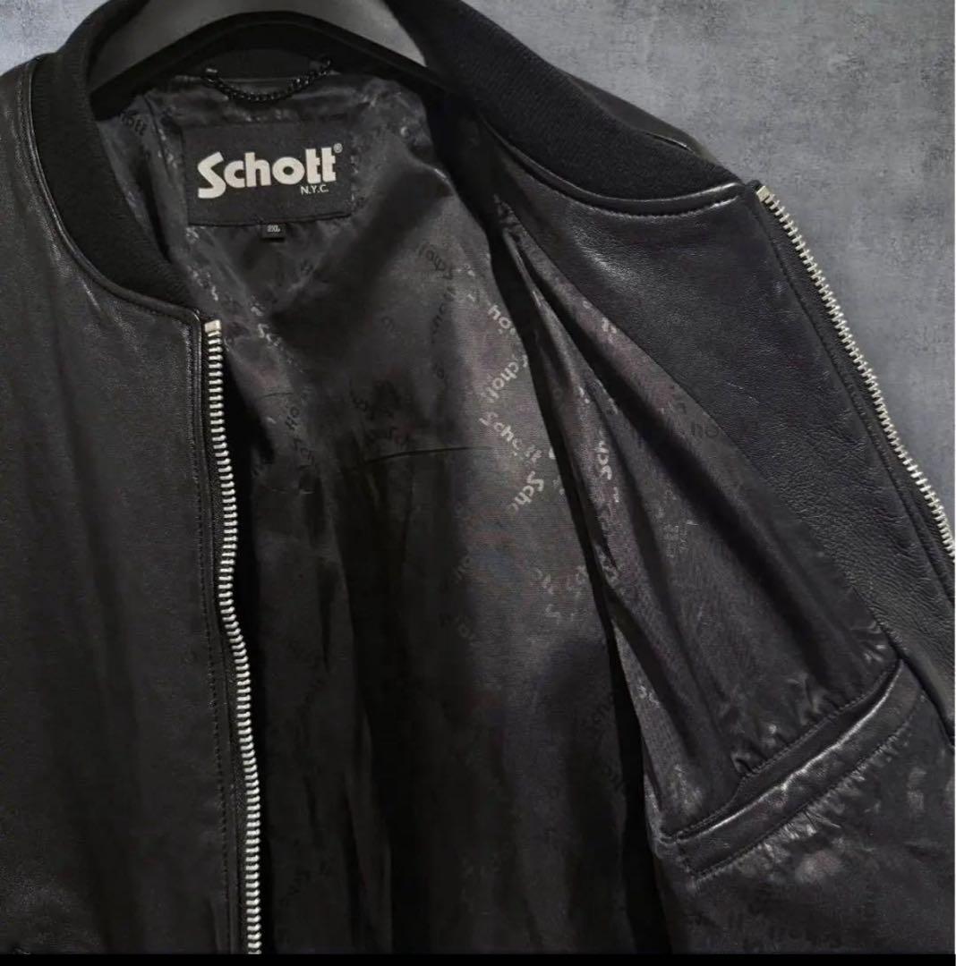 極美品‼️ショット バワリージャケット Schott ブラック XXL レザー 黒