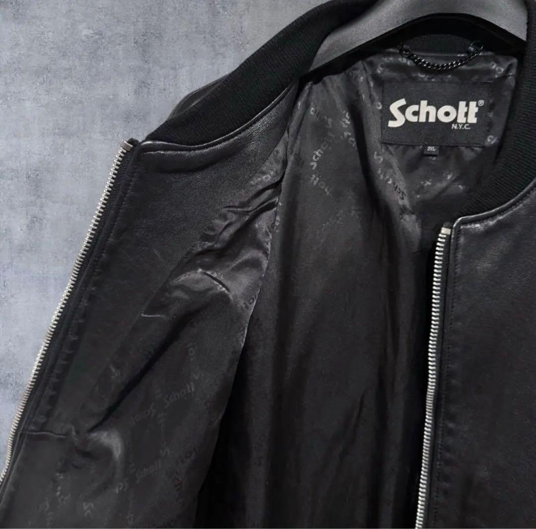 極美品‼️ショット バワリージャケット Schott ブラック XXL レザー 黒