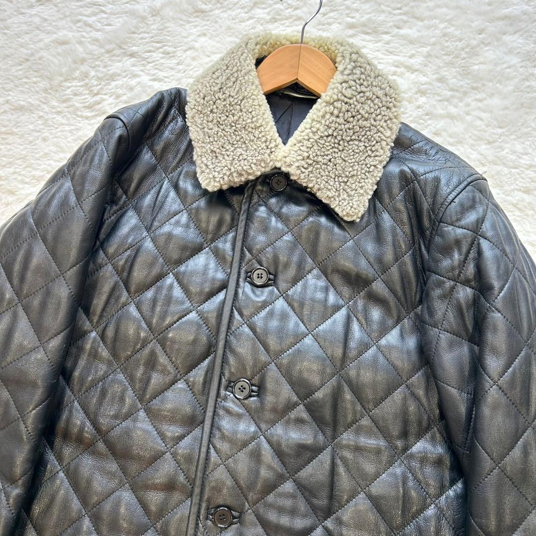 【希少】Yohji Yamamoto 襟ムートン ラムレザー ダイヤキルトコート