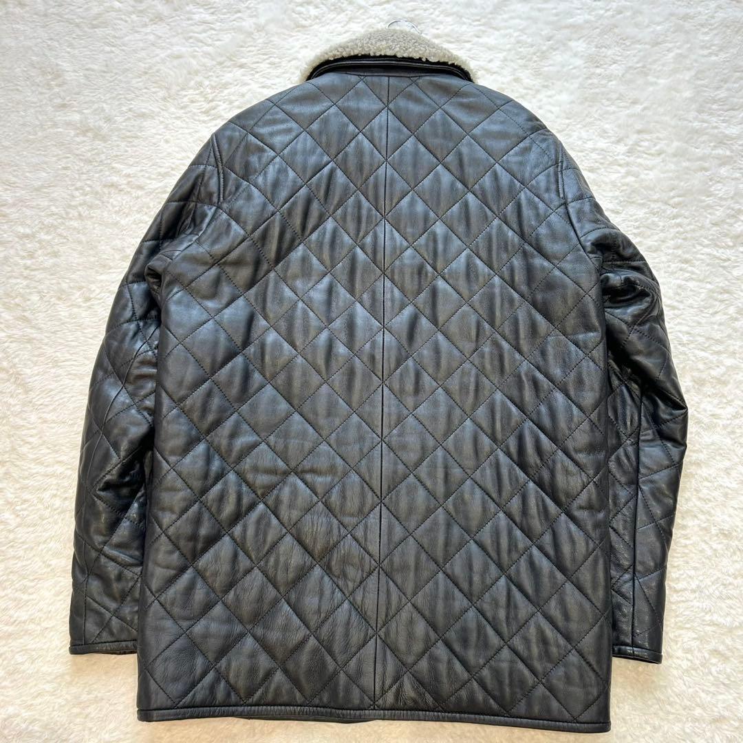 【希少】Yohji Yamamoto 襟ムートン ラムレザー ダイヤキルトコート