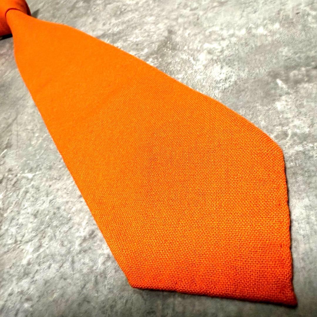 HERMES エルメス ネクタイ オレンジ カシミヤ 100% ソリッド 無地