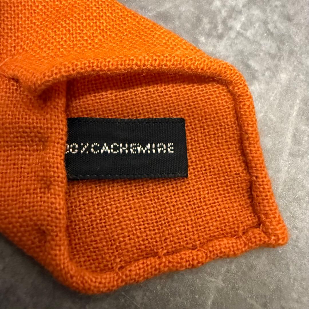 HERMES エルメス ネクタイ オレンジ カシミヤ 100% ソリッド 無地