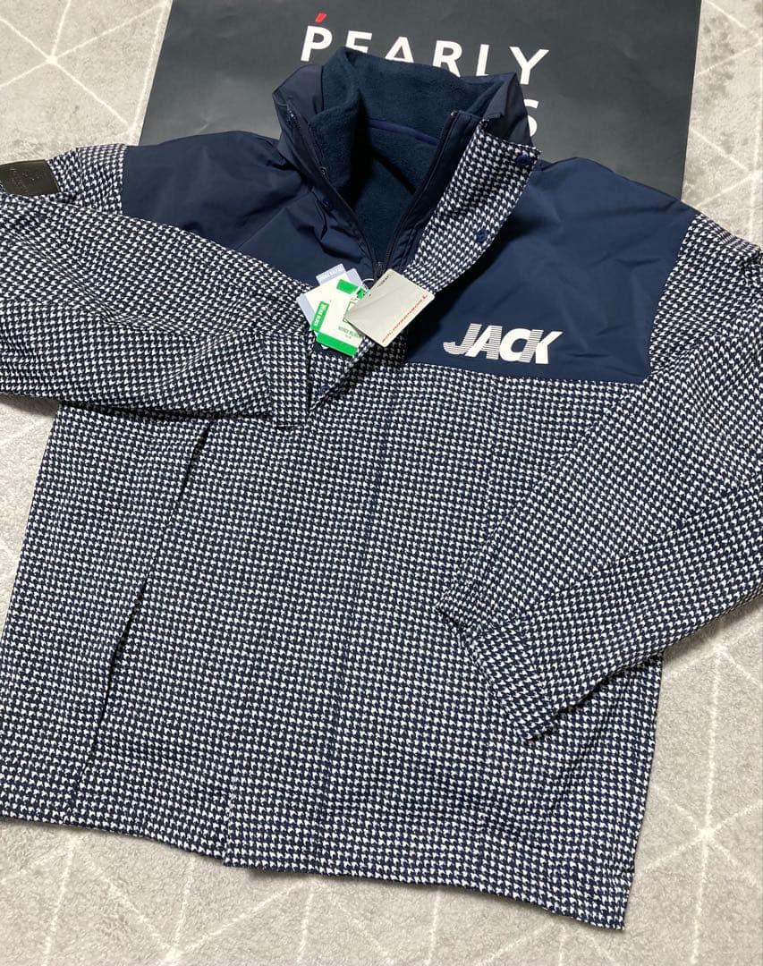 新品 ジャックバニー ラミネートタフタ+フリース 3WAYブルゾン(6)LL/紺