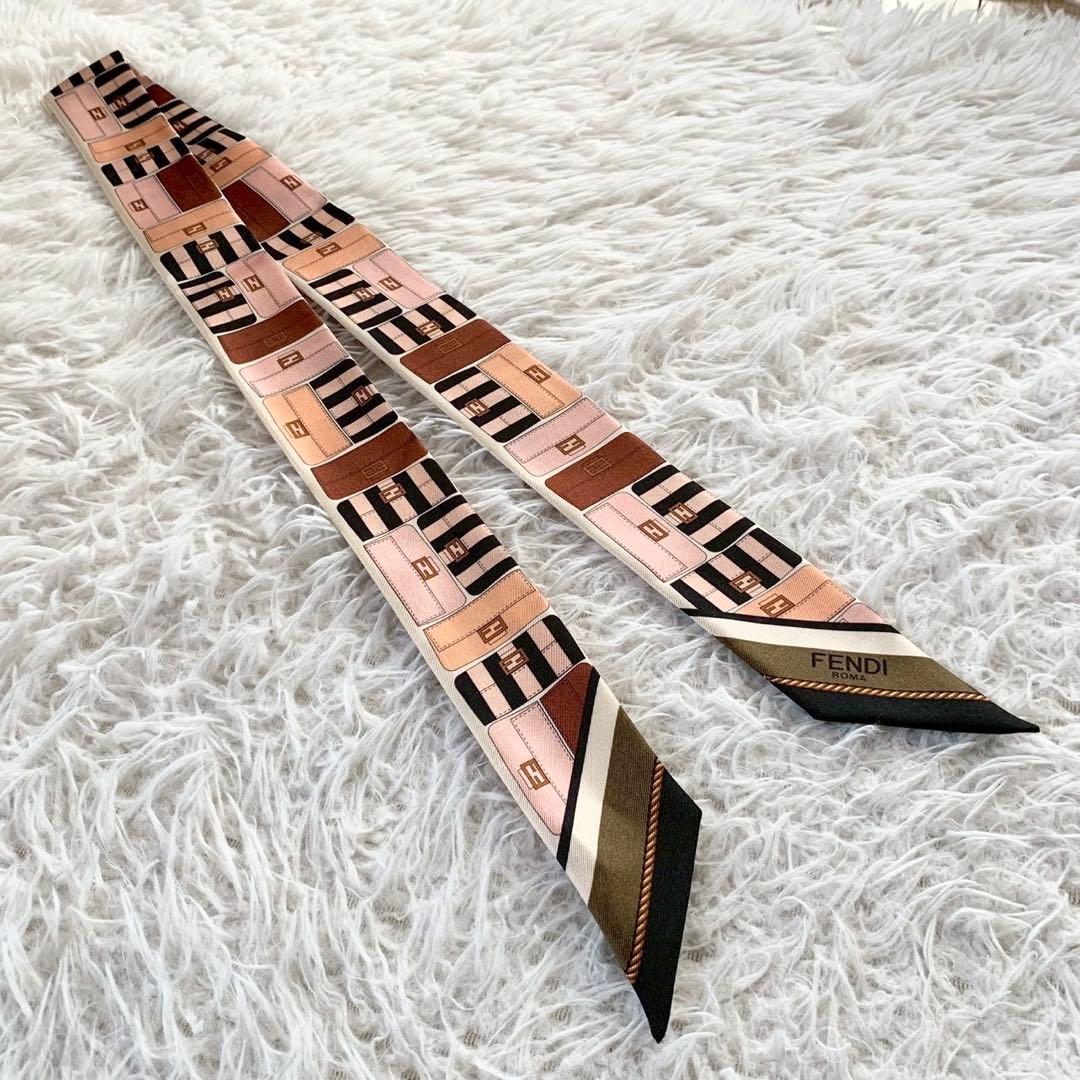 FENDI　フェンディ　マンマバケット柄　ラッピー　リボンスカーフ　ズッカ柄