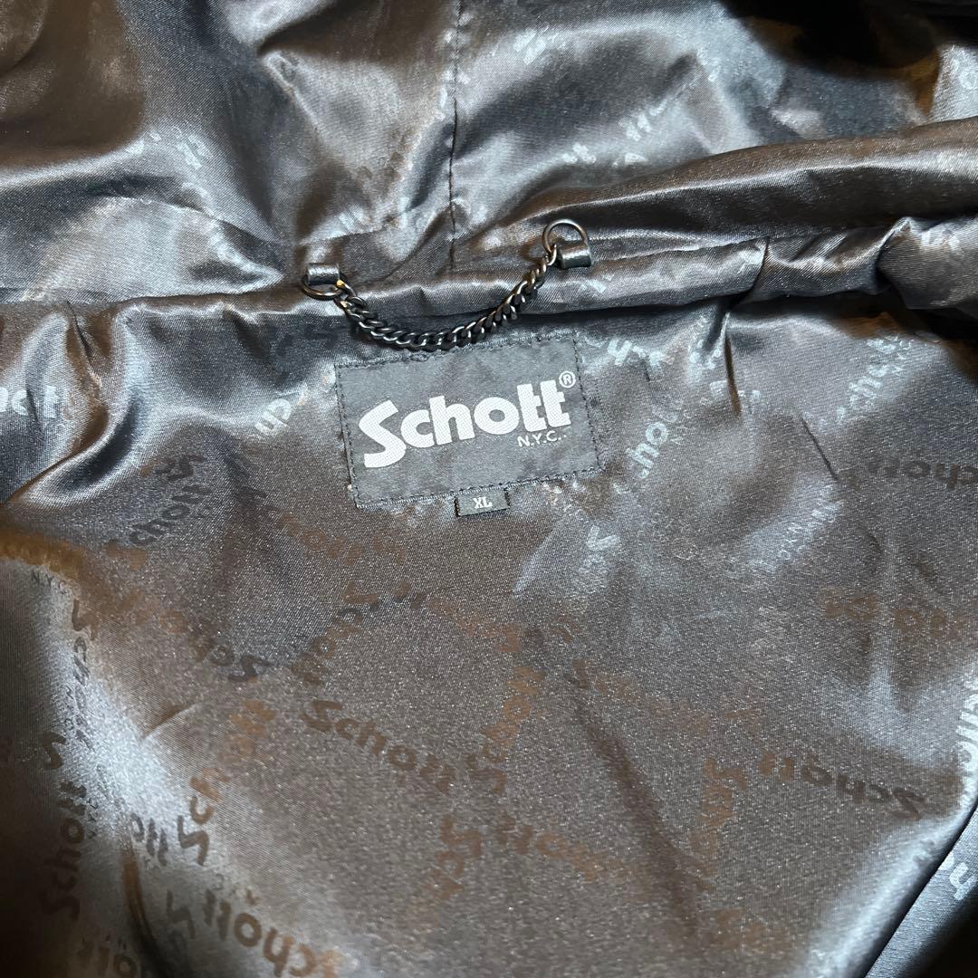 Schott フード付きレザージャケット L 黒　3111054