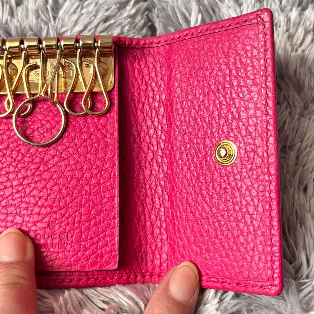 良品✨レアカラー　GUCCI キーケース　マーモント　シボ革　6連　レディース