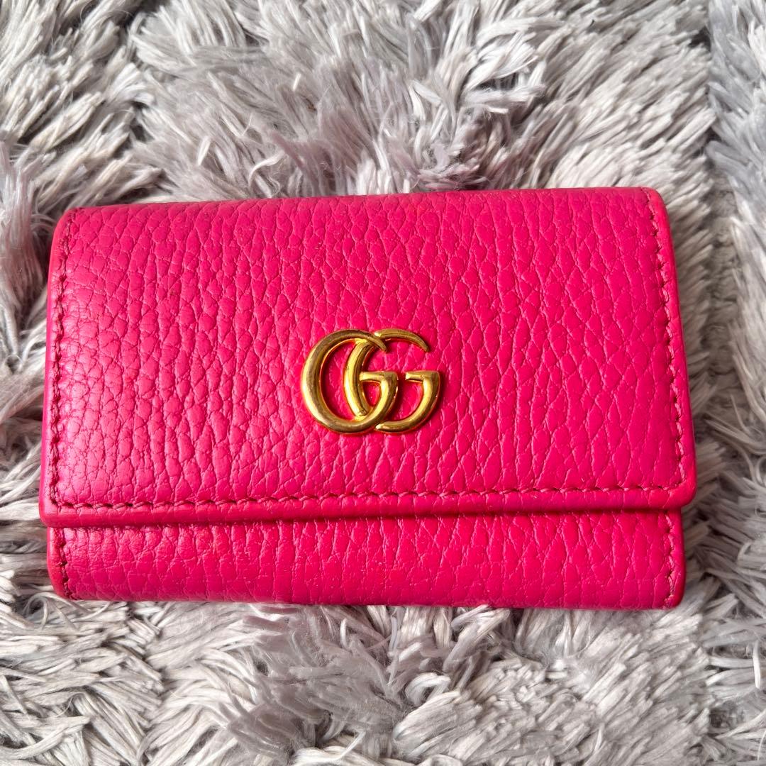 良品✨レアカラー　GUCCI キーケース　マーモント　シボ革　6連　レディース