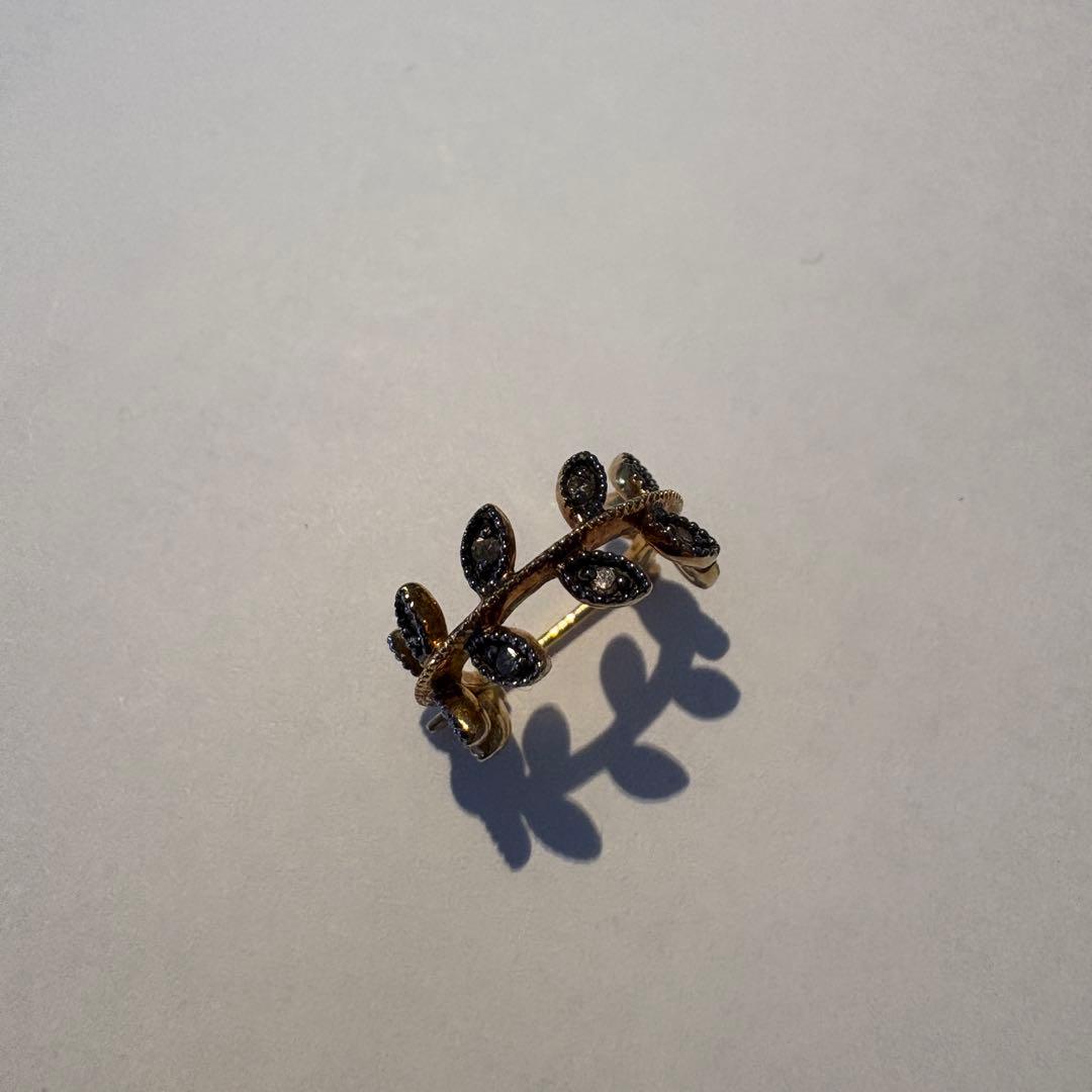 [citronnier] リーフ パヴェダイヤモンド ミニフープ シングルピアス