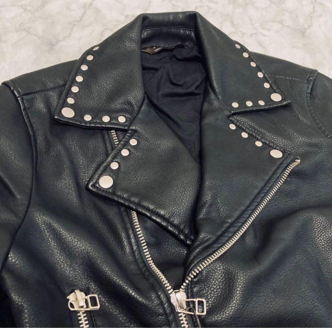 新品 ZARA MAN ザラ スタッズ付き ダブル ライダース ジャケット