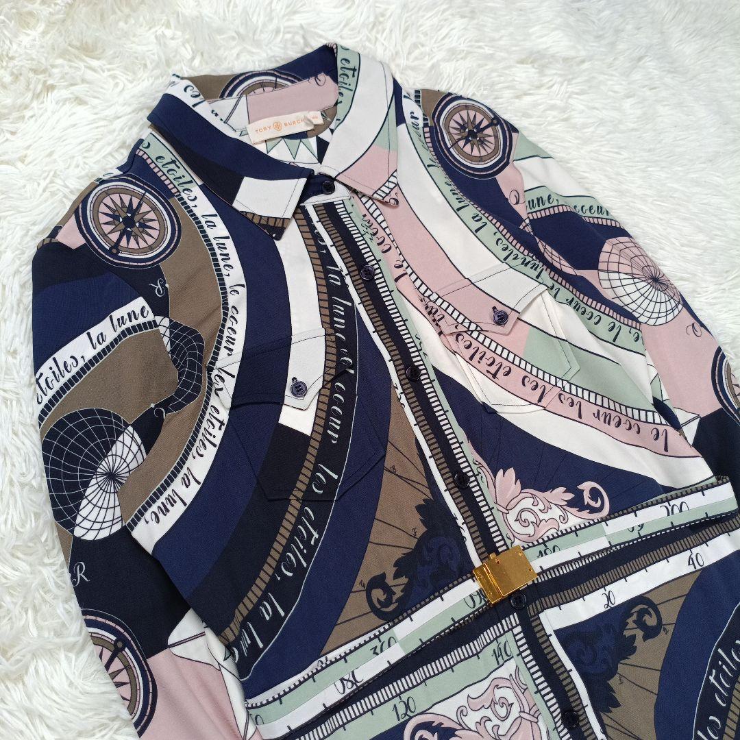 美品✨TORYBURCH現行　スカーフ柄 ベルテッドロングワンピース　M