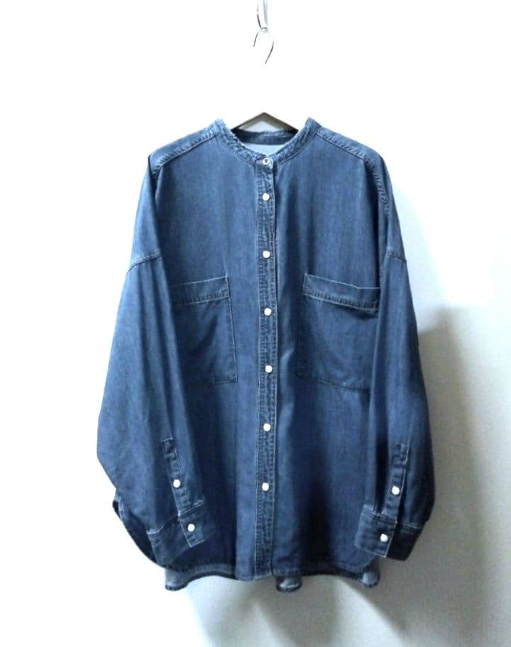 URBAN RESEARCH DOORS デニムバンドカラー長袖シャツ