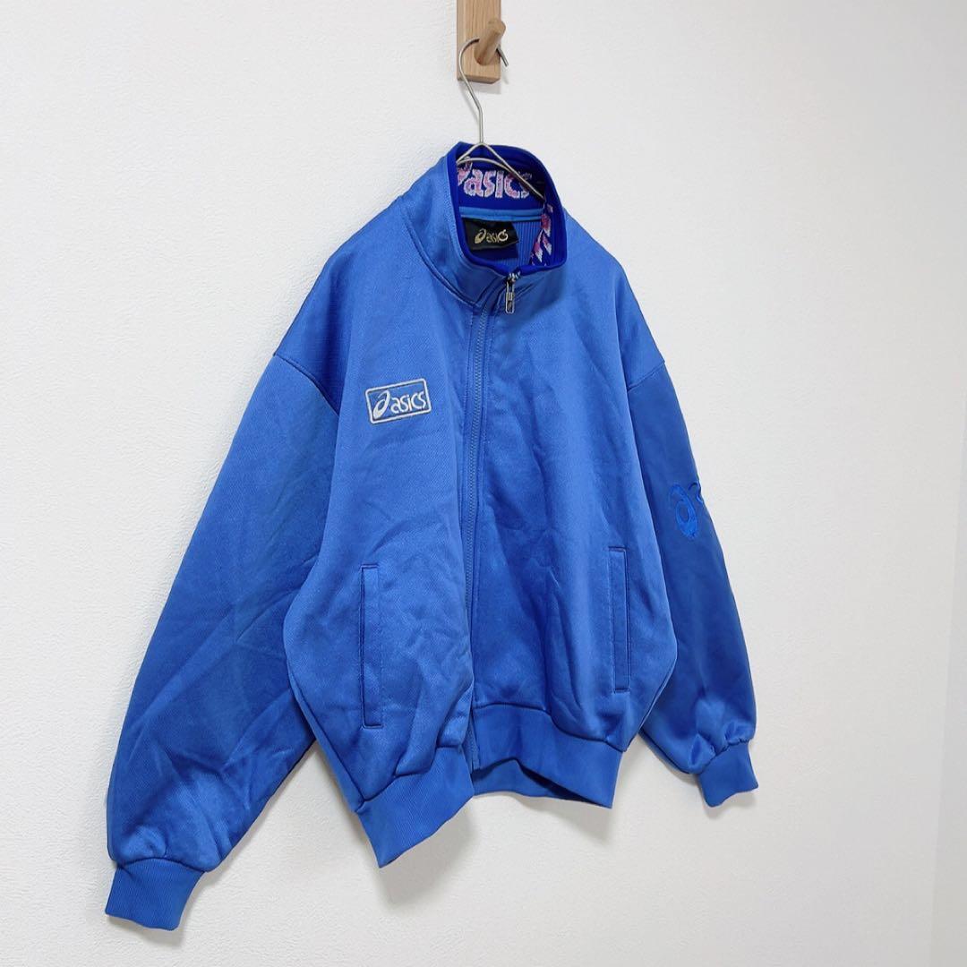 90s ASICS トラックジャケット 刺繍ロゴ 日本製 レトロ ジャージ