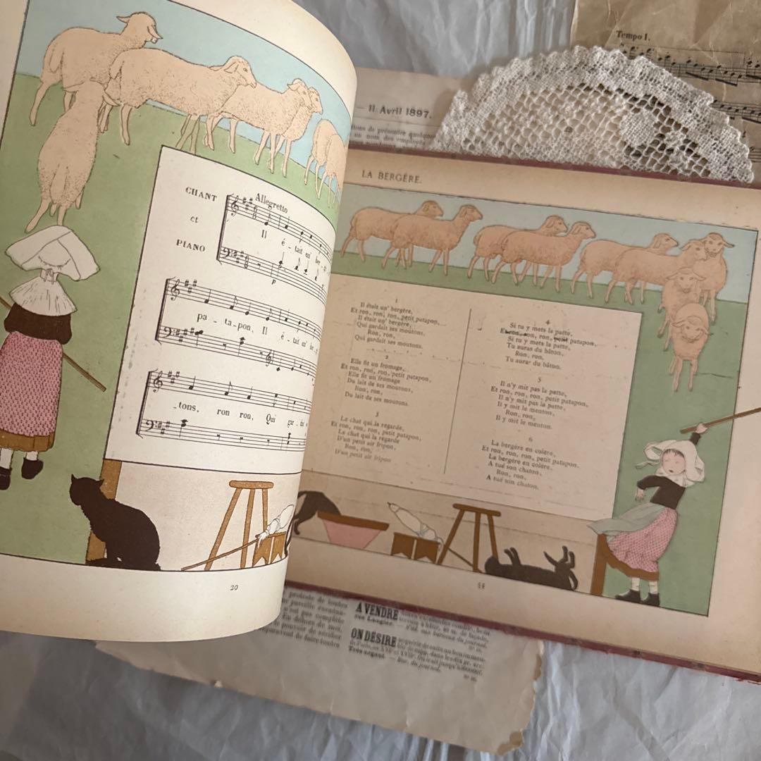 稀少モンベルの愛らしいアンティーク絵本　フランス語　洋書ジャンクジャーナル古書