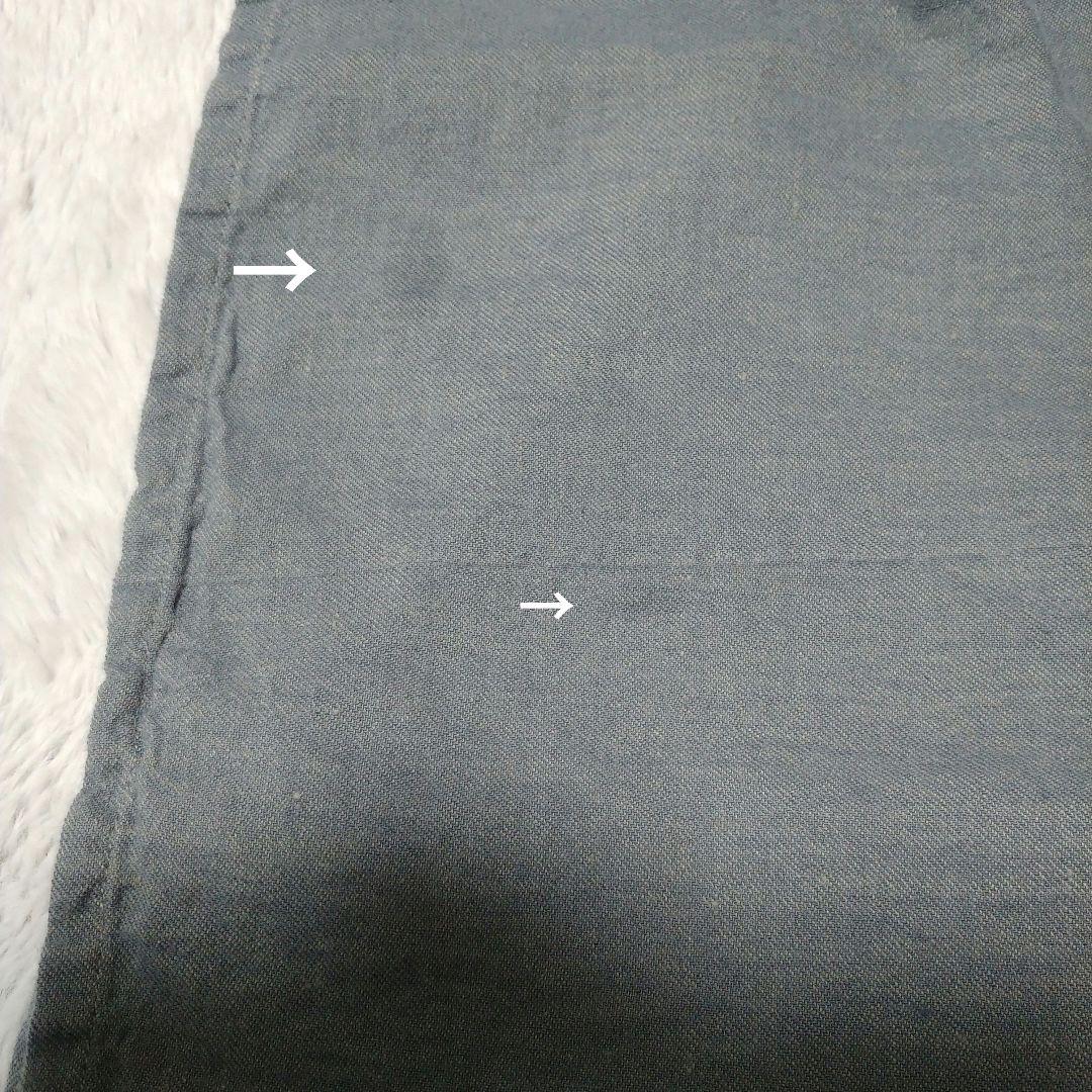 ババグーリ　ブルーグレー　刺繍ワンピース　リネンコットンＬサイズ