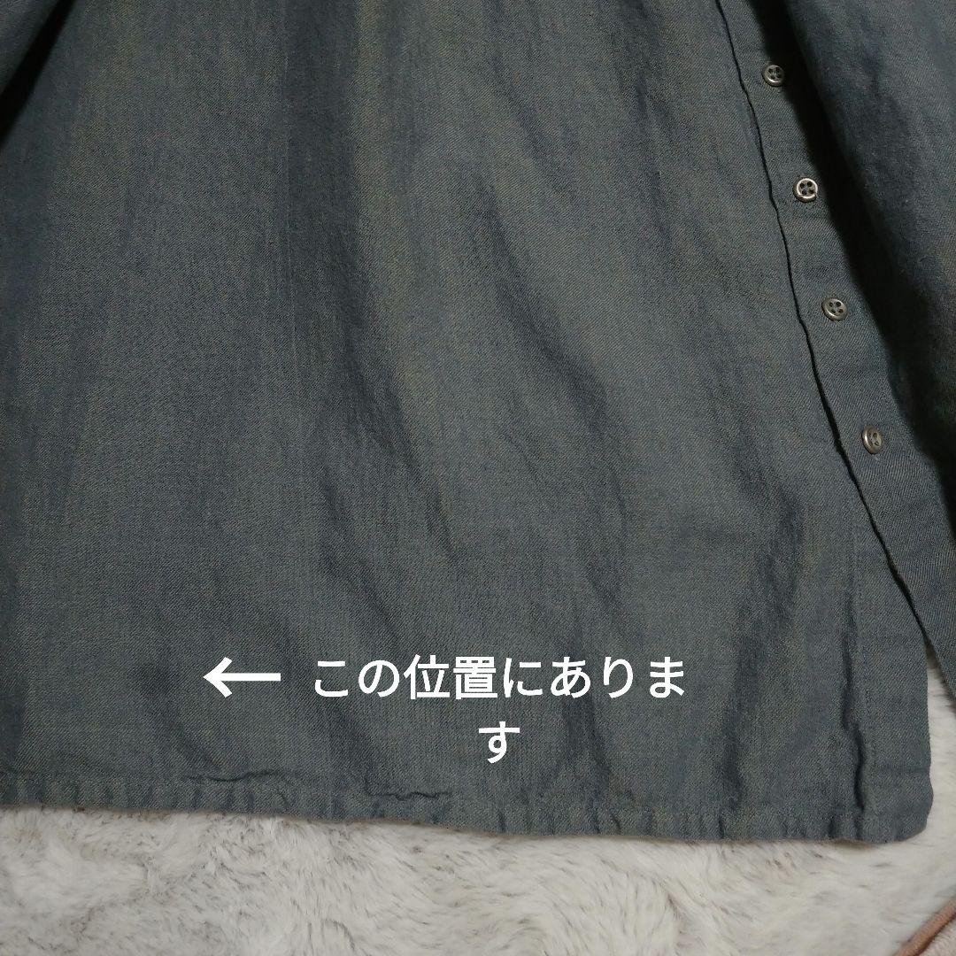 ババグーリ　ブルーグレー　刺繍ワンピース　リネンコットンＬサイズ