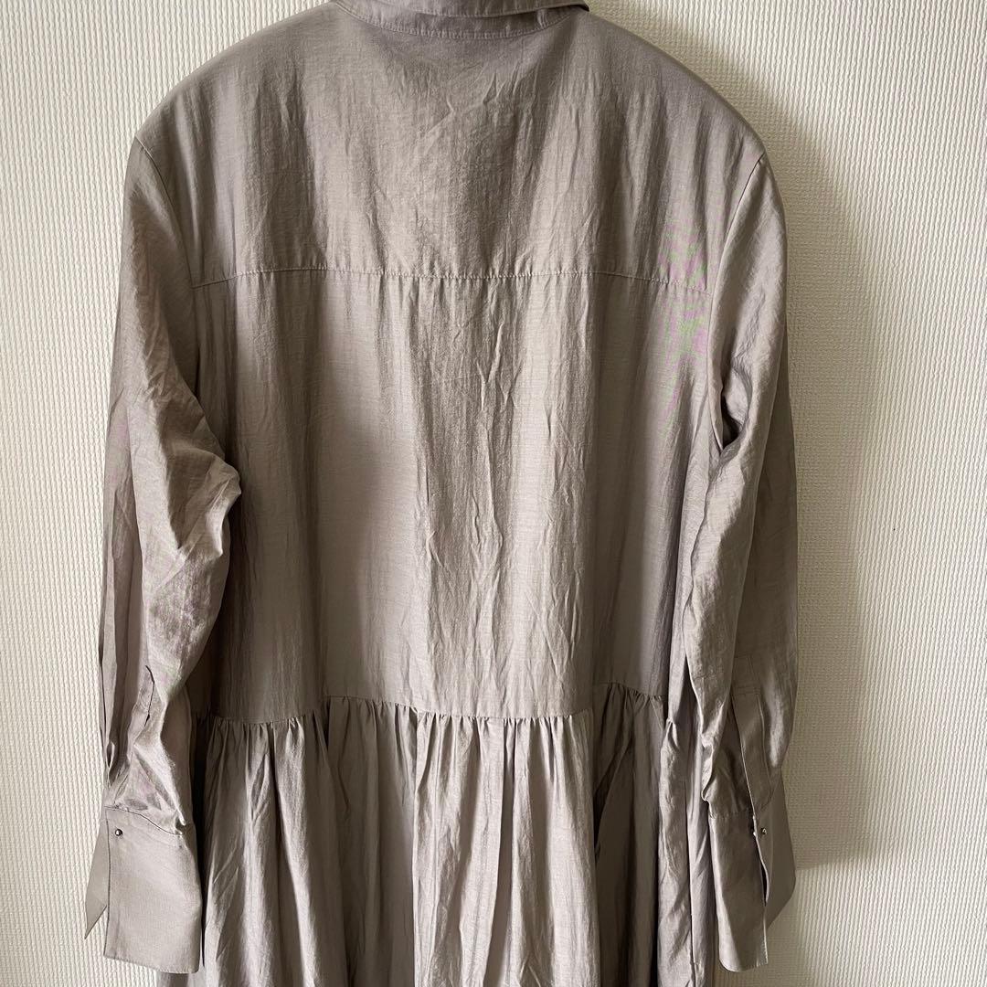 美品　ebure ティアードロングワンピース　グレージュ　サイズ36