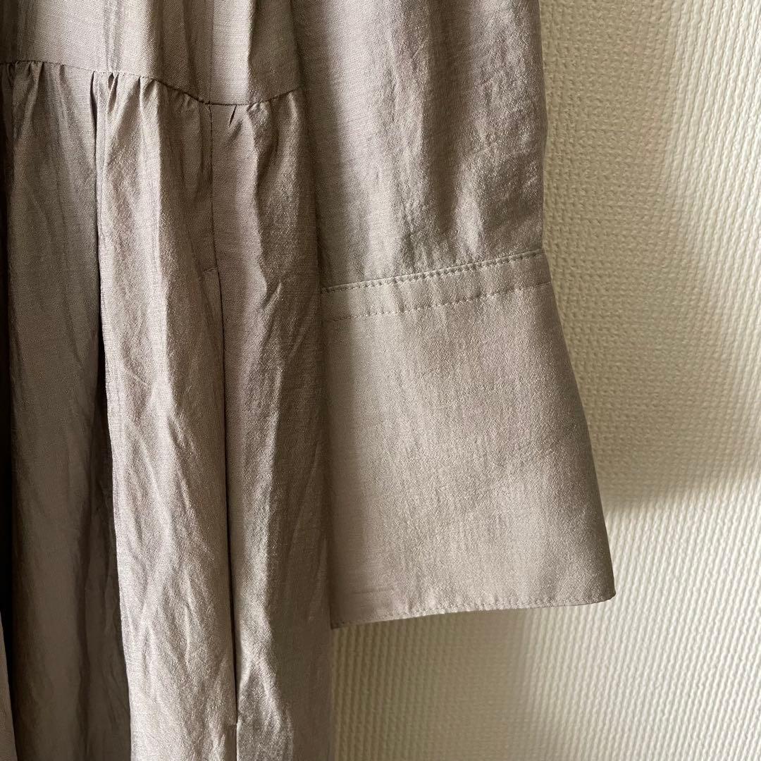 美品　ebure ティアードロングワンピース　グレージュ　サイズ36