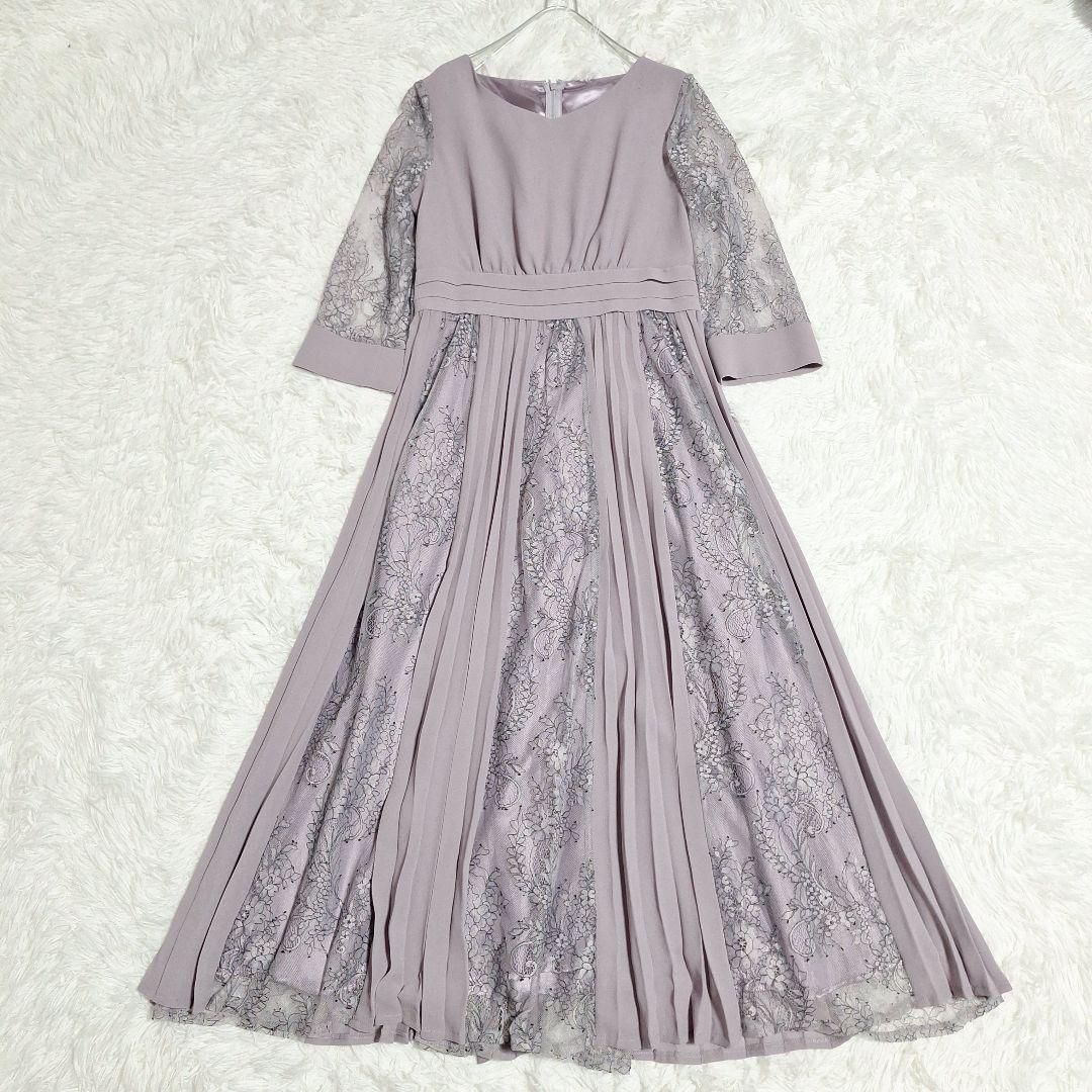 りんごん　ASAKURA プリーツ レース 7分袖 ドレス ワンピース