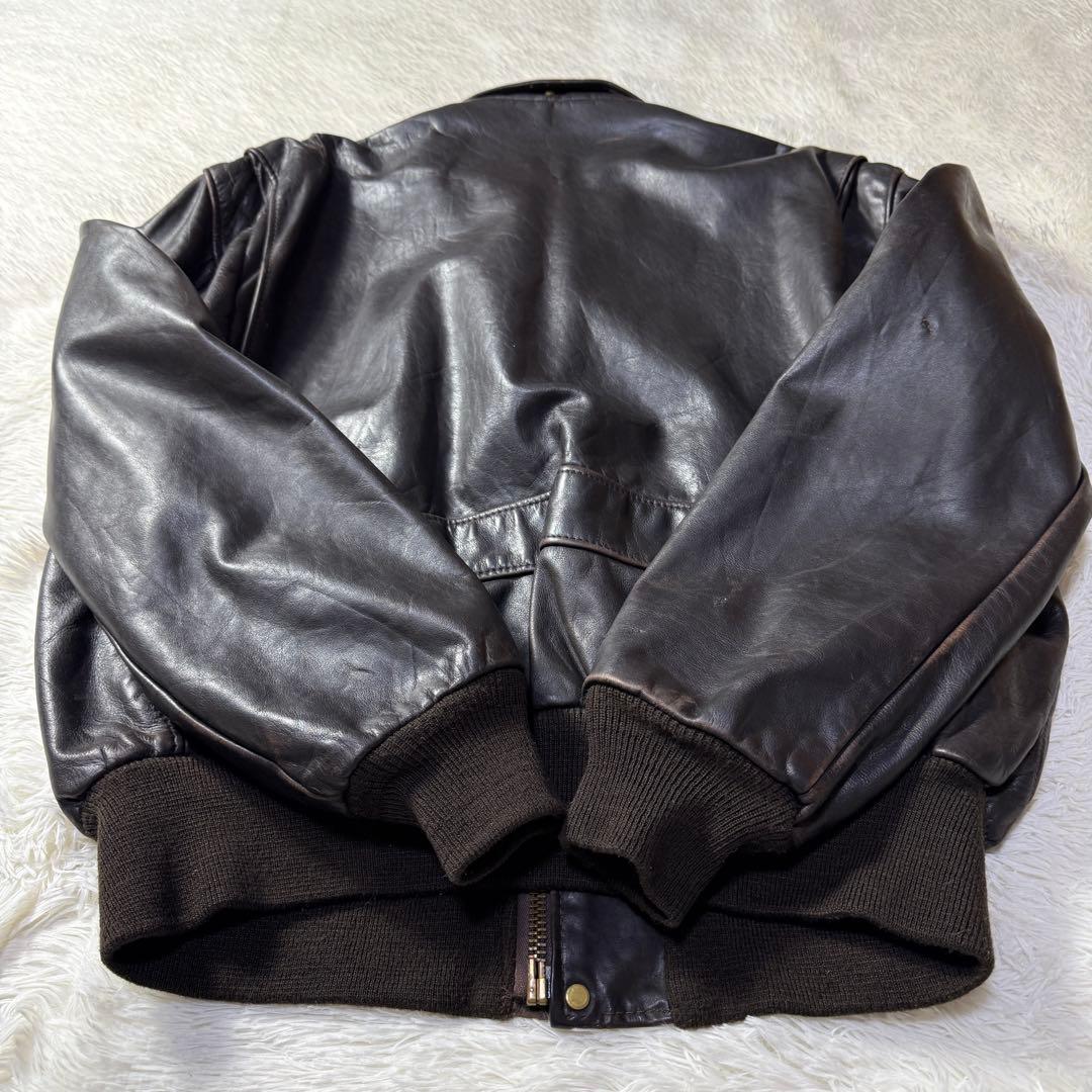 【USA製】ショット A-2 レザーフライトジャケット 2XL ダークブラウン