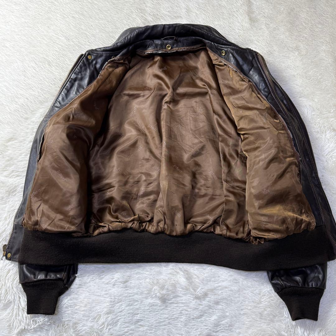 【USA製】ショット A-2 レザーフライトジャケット 2XL ダークブラウン