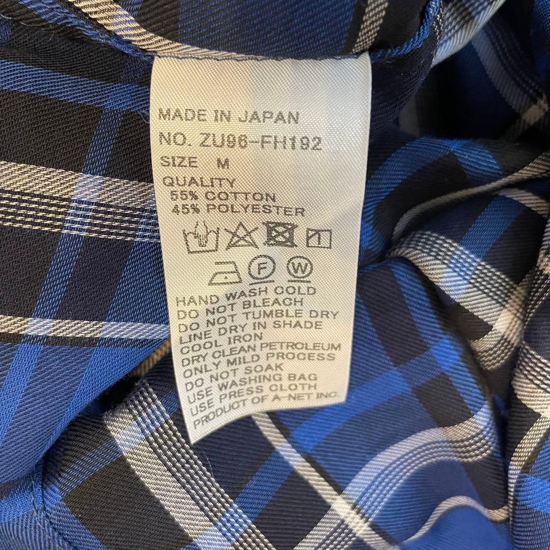 美品◆ズッカ シャツワンピース ロング 青チェック コットン スナップボタン M