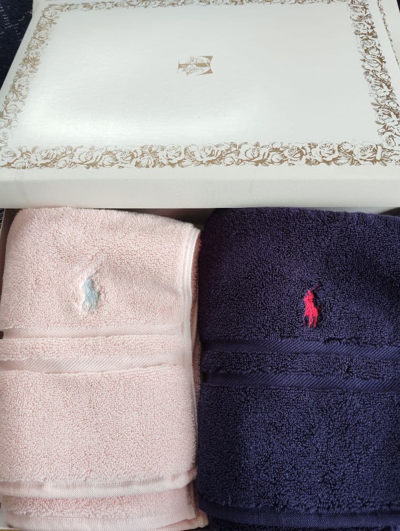 Ralph Lauren バスマットセット ピンク ネイビー45×65cm