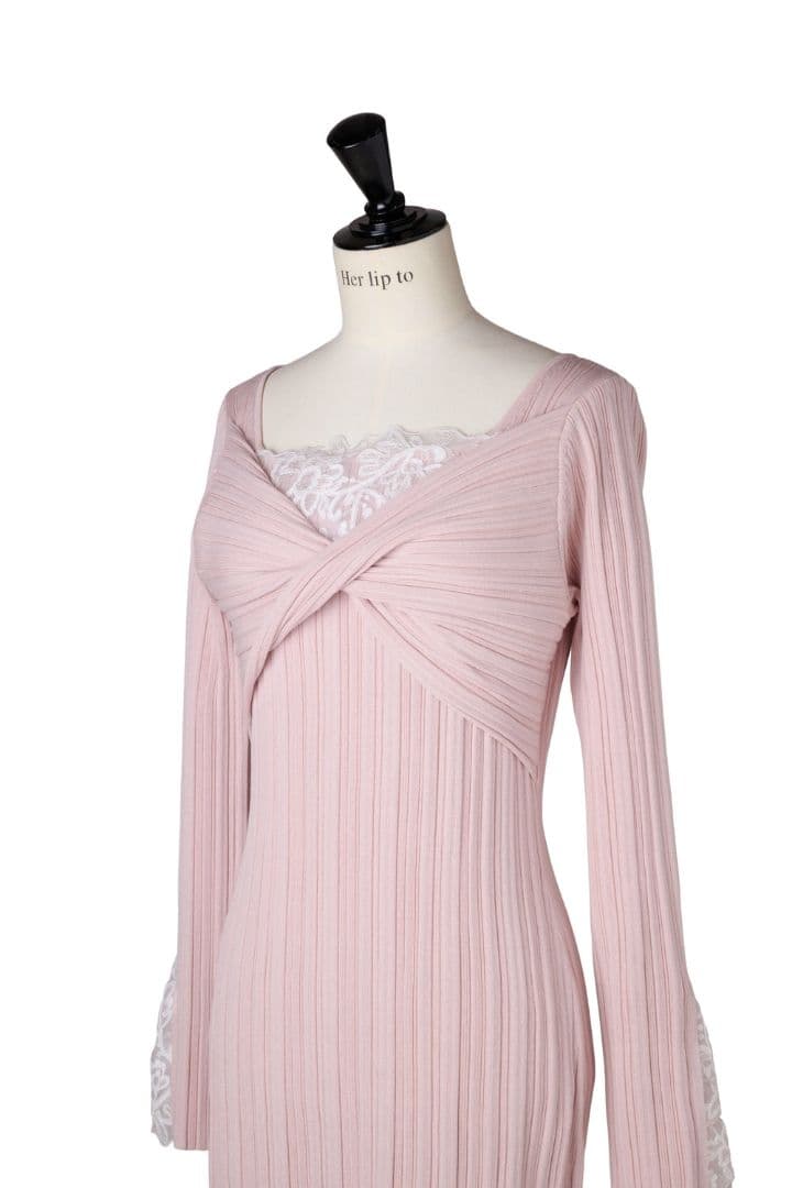 ワンピース Lilou Lace Hem Knit Dress misty rose S