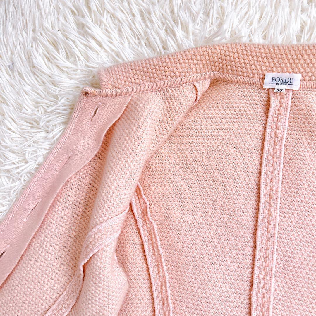 FOXEY BOUTIQUE カシミヤ　ニット　ジャケット　ピンク　日本製　38